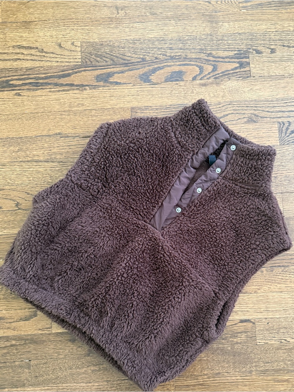 Divided Brown Sherpa Snap-Front Vest